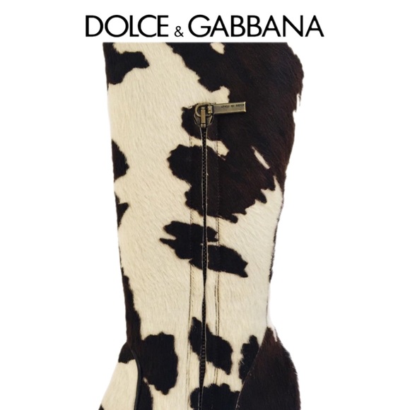 Dolce & Gabbana Cow Print Calf Hair Boots Rare Vintage Collector Size 38 (US 8) - Picture 8 of 10